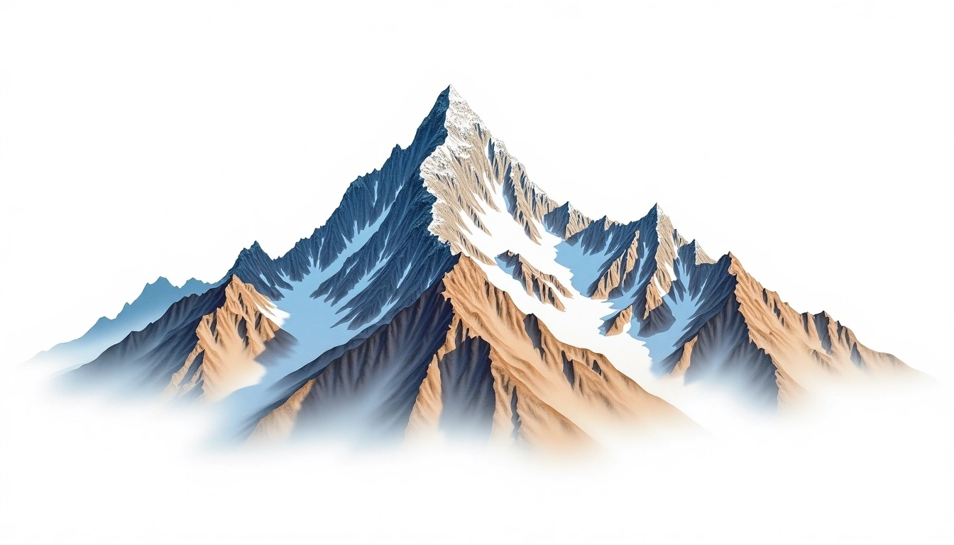 Meru Peak — 6,660m — India — watercolor illustration