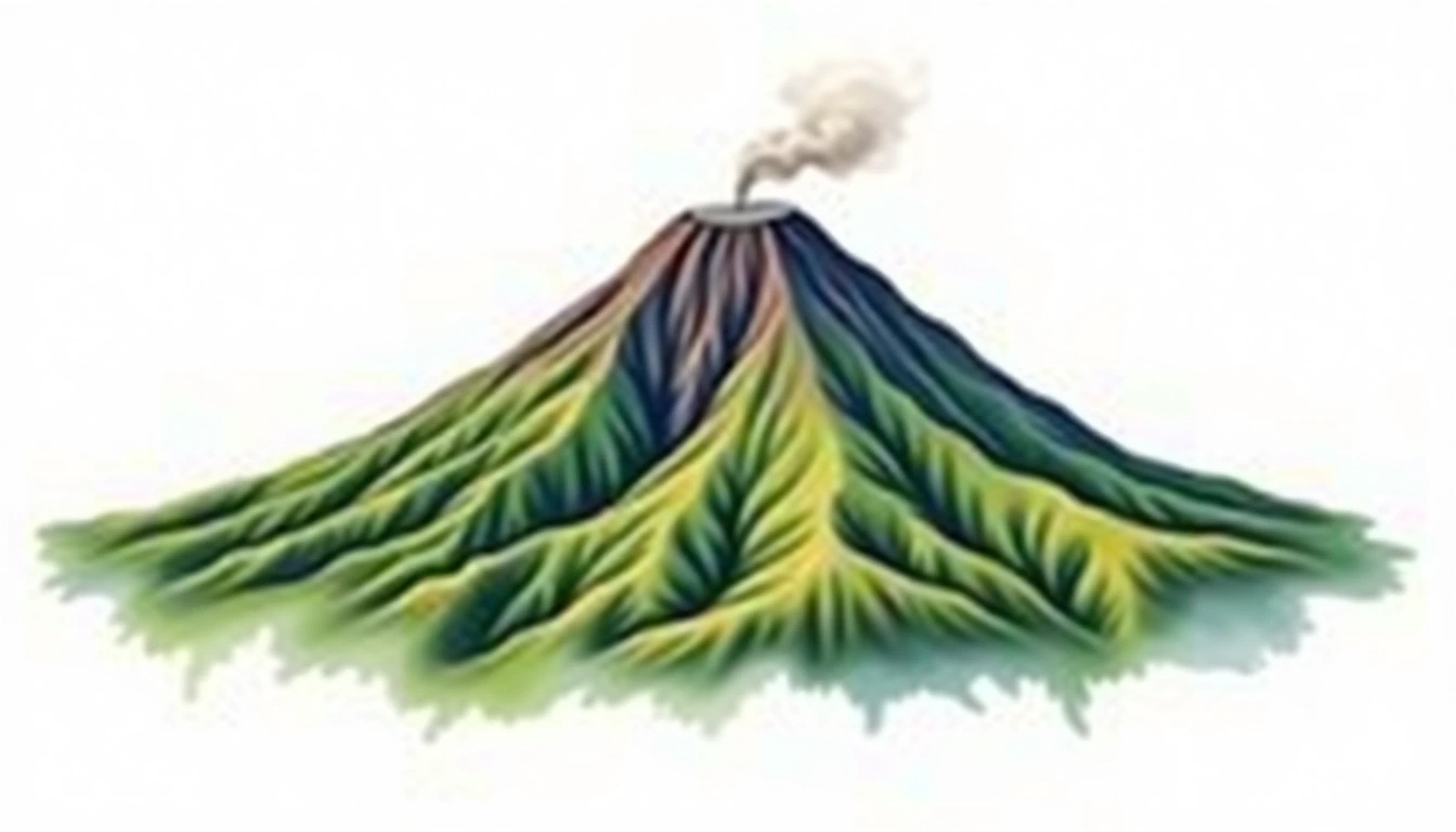 Mgahinga Gorilla Peak — 3,474m — Uganda — watercolor illustration