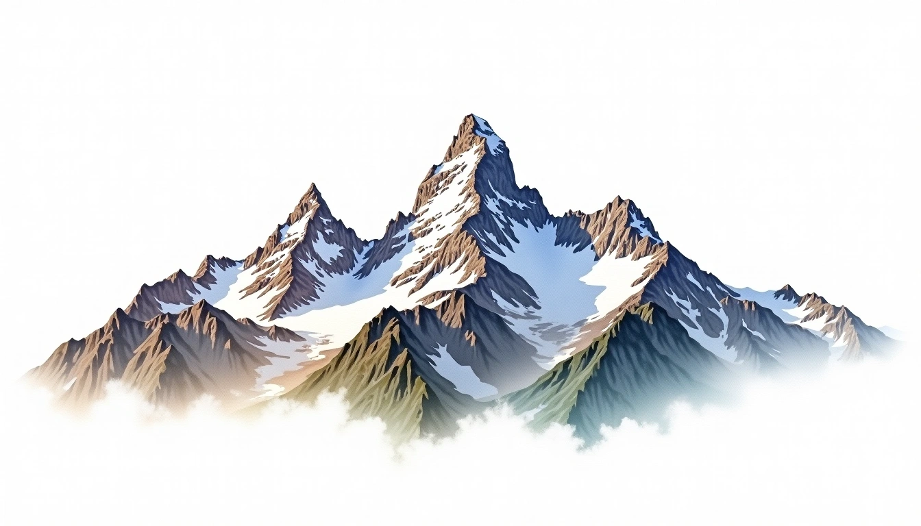 Middle Teton — 3,901m — United States — watercolor illustration