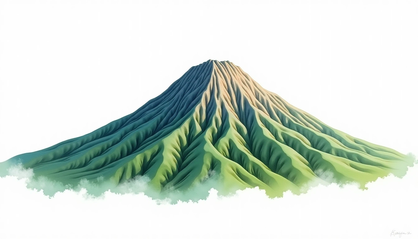 Minjujisan — 1,242m — South Korea — watercolor illustration