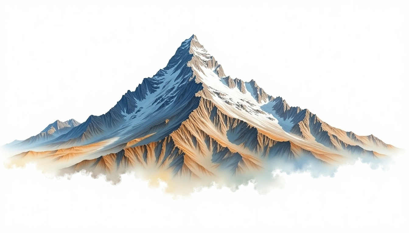 Mizhirgi — 5,025m — Russia — watercolor illustration