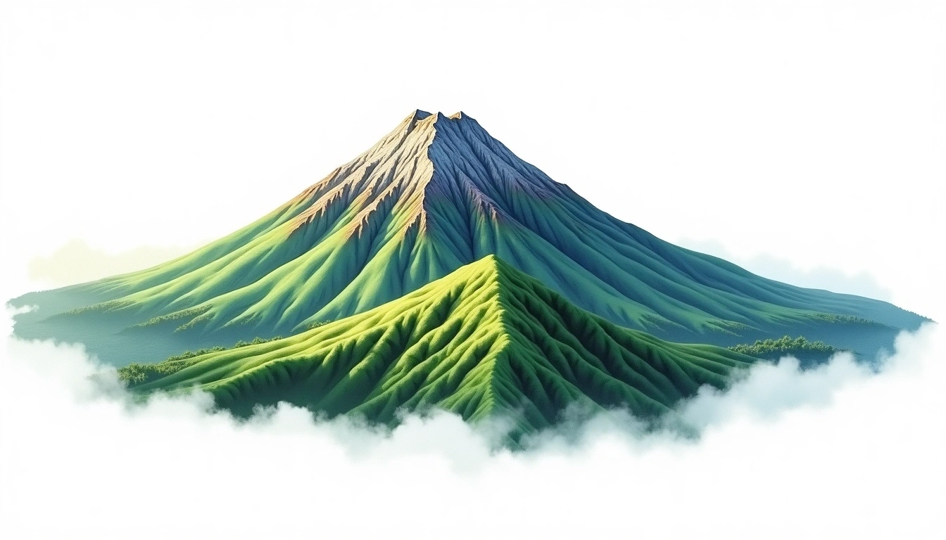 Mizugaki-yama — 2,230m — Japan — watercolor illustration