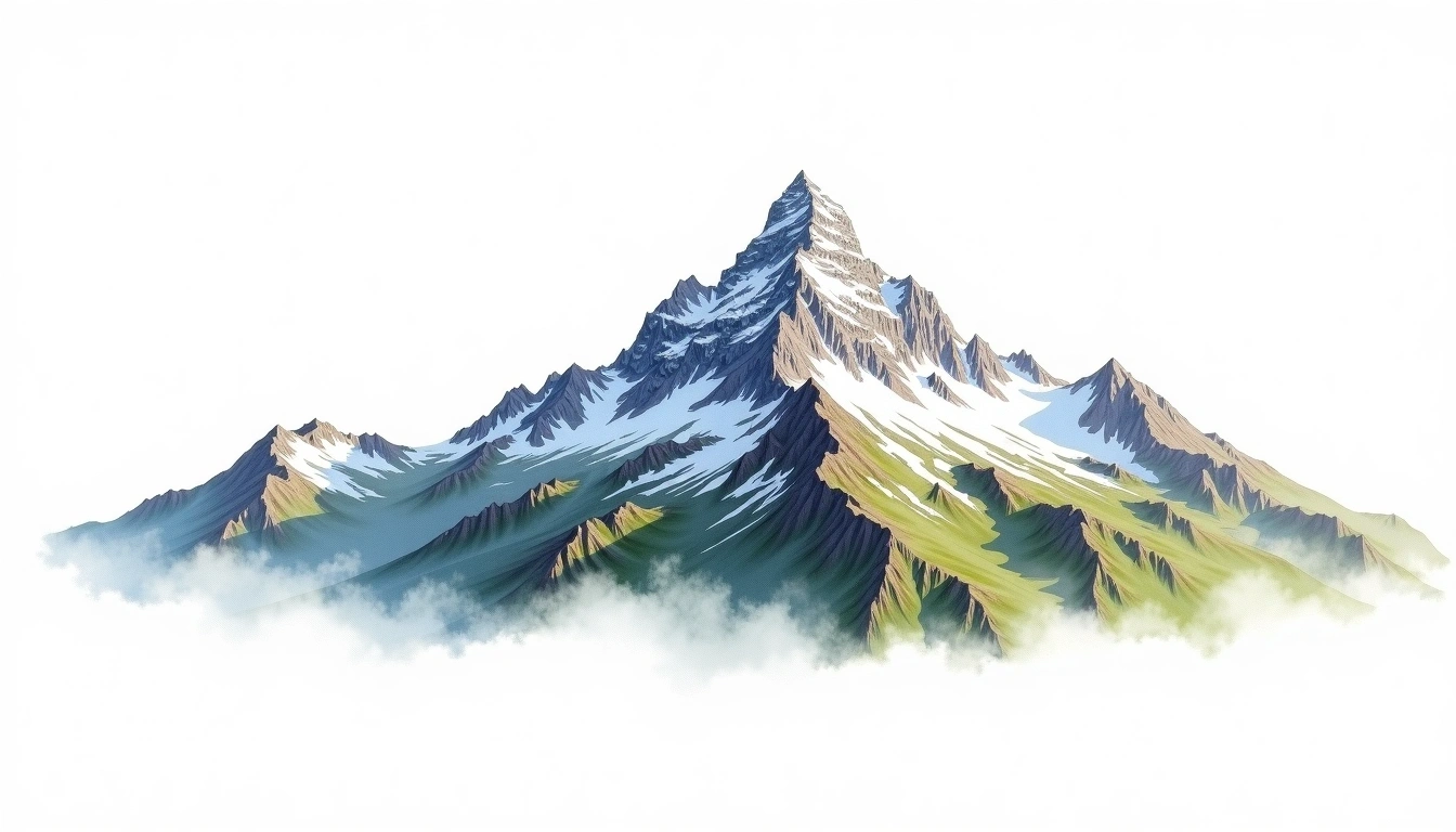 Moench — 4,107m — Switzerland — watercolor illustration