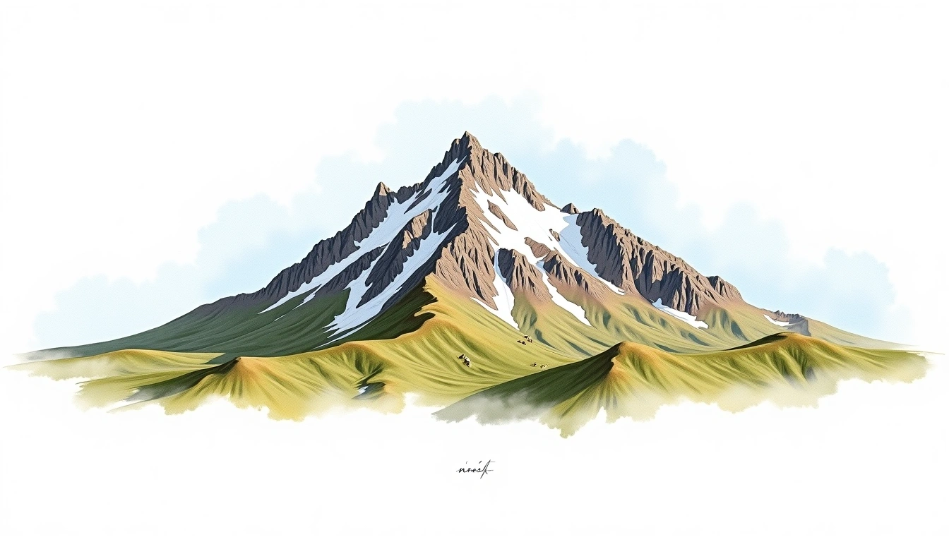 Mont Dolent — 3,820m — France — watercolor illustration