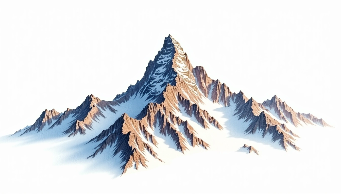 Monte Rosa Dufourspitze East — 4,634m — Switzerland — watercolor illustration