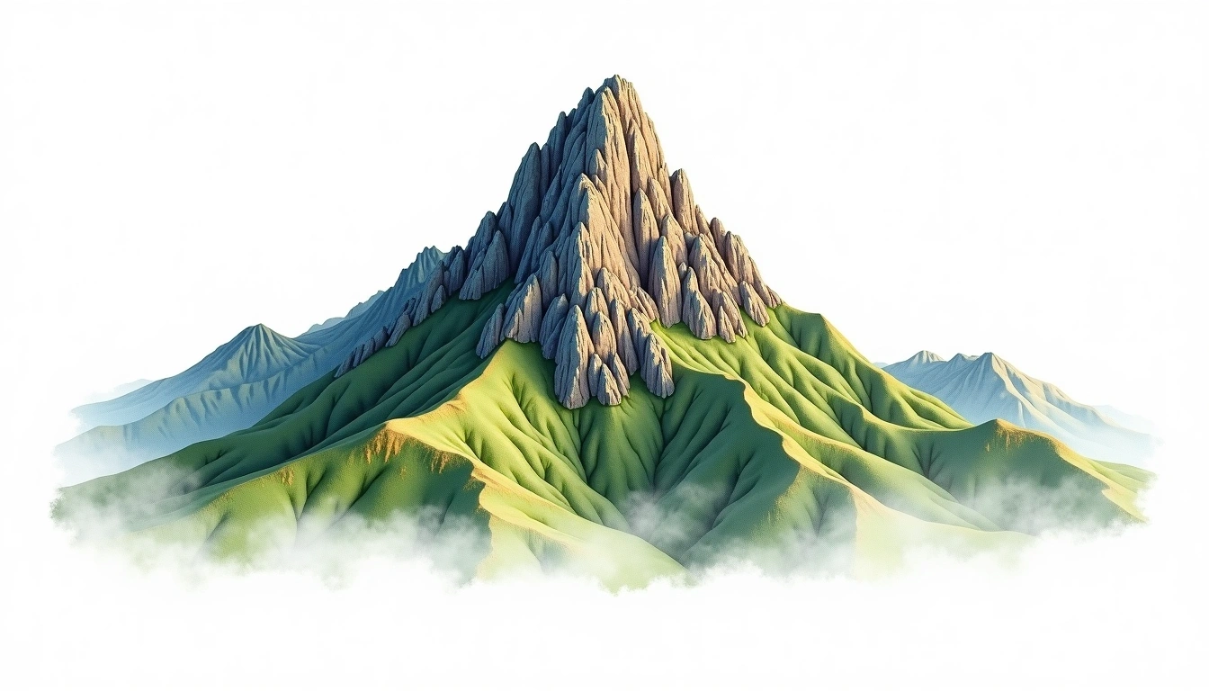 Morne Diablotins — 1,447m — Dominica — watercolor illustration