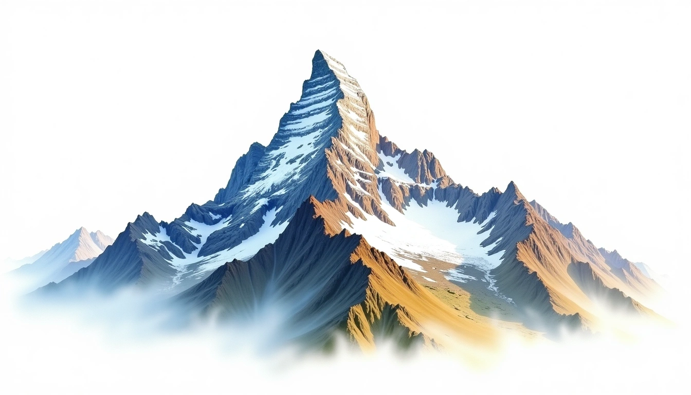 Mount Adam — 3,600m — Antarctica — watercolor illustration