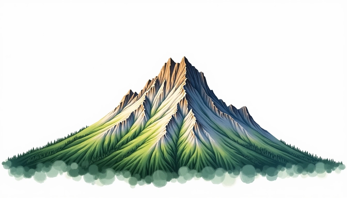 Mount Adams — 1,760m — United States — watercolor illustration