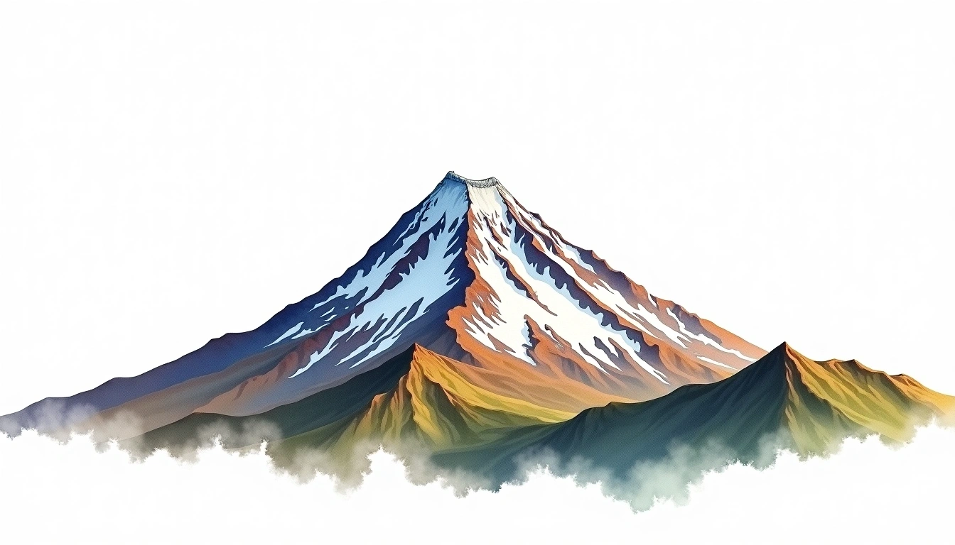 Mount Adams — 3,742m — United States — watercolor illustration
