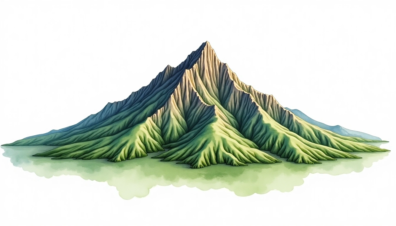Mount Afadjato — 885m — Ghana — watercolor illustration