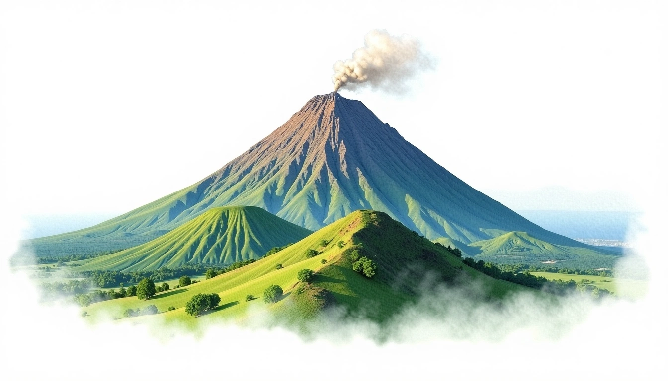 Mount Agung — 3,031m — Indonesia — watercolor illustration