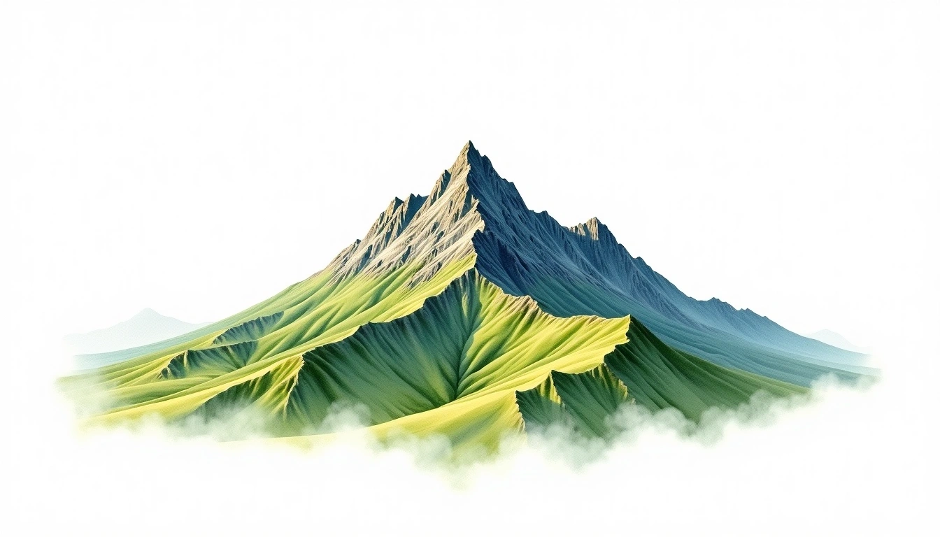 Mount Albert Edward — 3,990m — Papua New Guinea — watercolor illustration