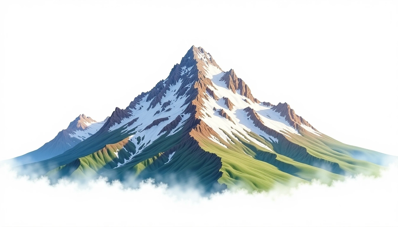 Mount Alberta — 3,619m — Canada — watercolor illustration