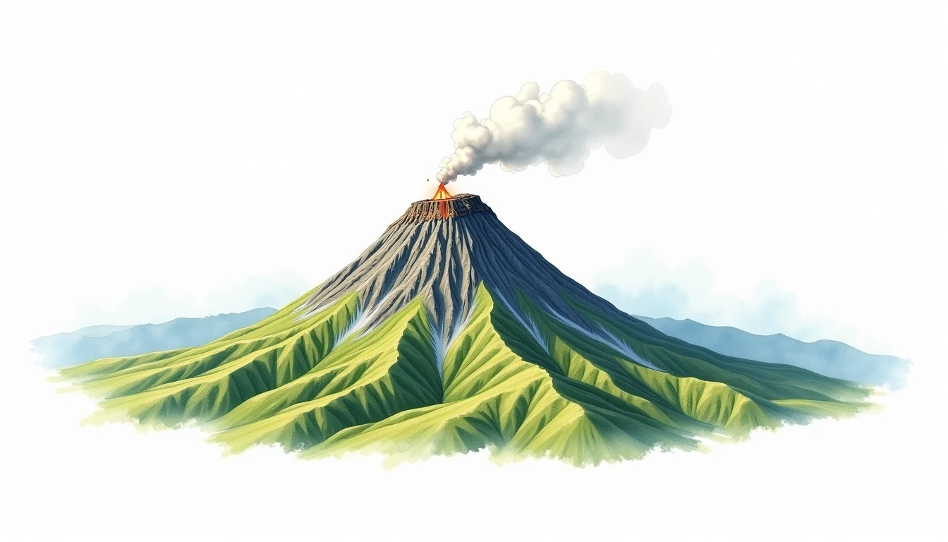 Mount Argopuro — 3,088m — Indonesia — watercolor illustration