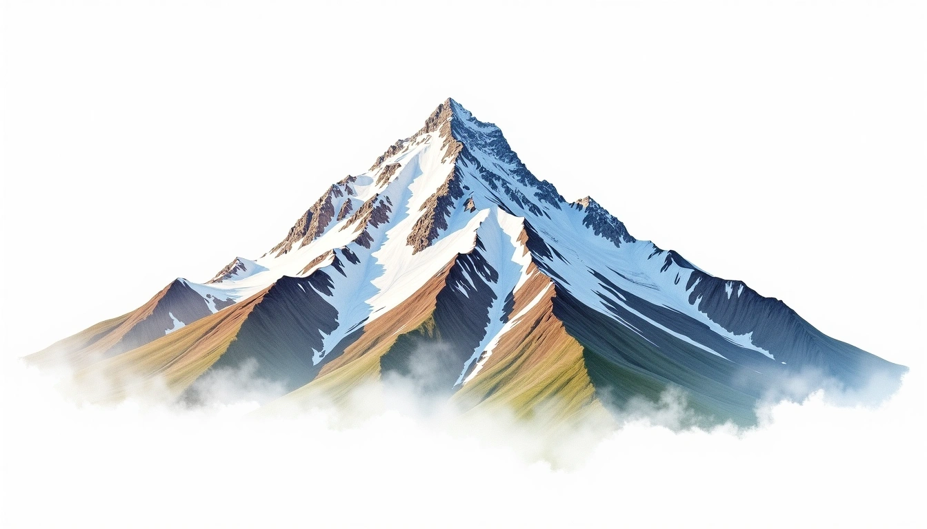 Mount Athabasca — 3,491m — Canada — watercolor illustration