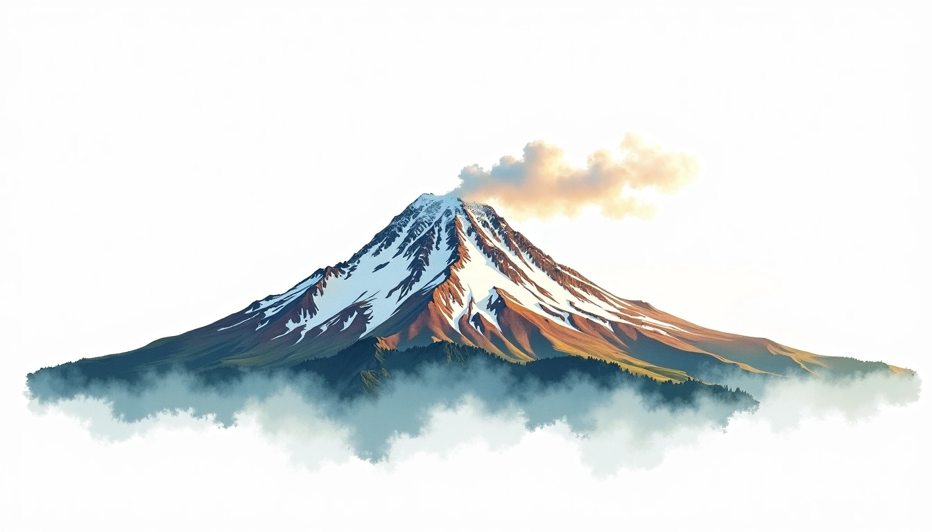 Mount Baker — 3,286m — United States — watercolor illustration