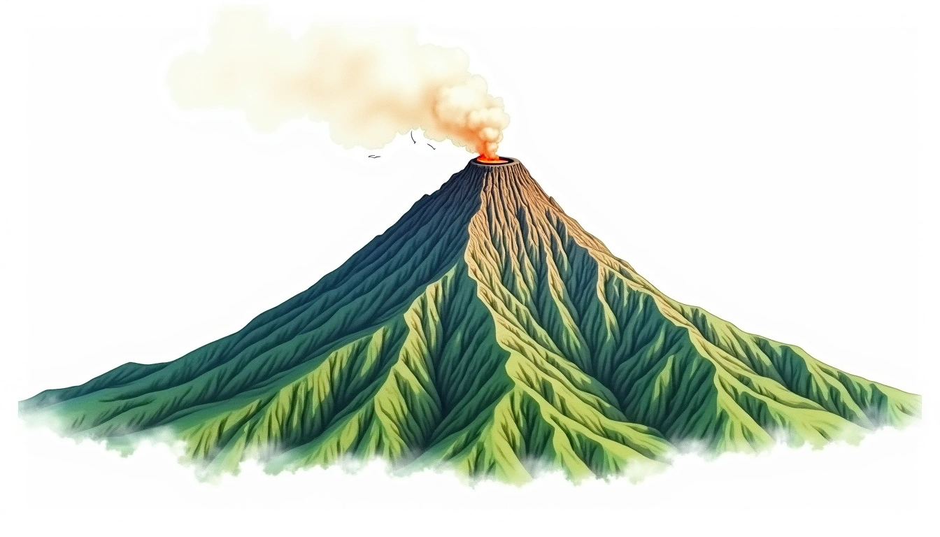 Mount Balbi — 2,715m — Papua New Guinea — watercolor illustration