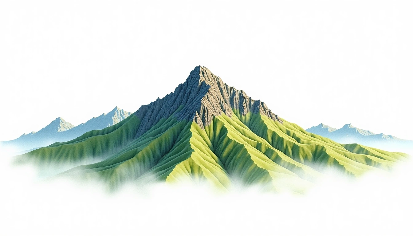 Mount Bangeta — 3,996m — Papua New Guinea — watercolor illustration