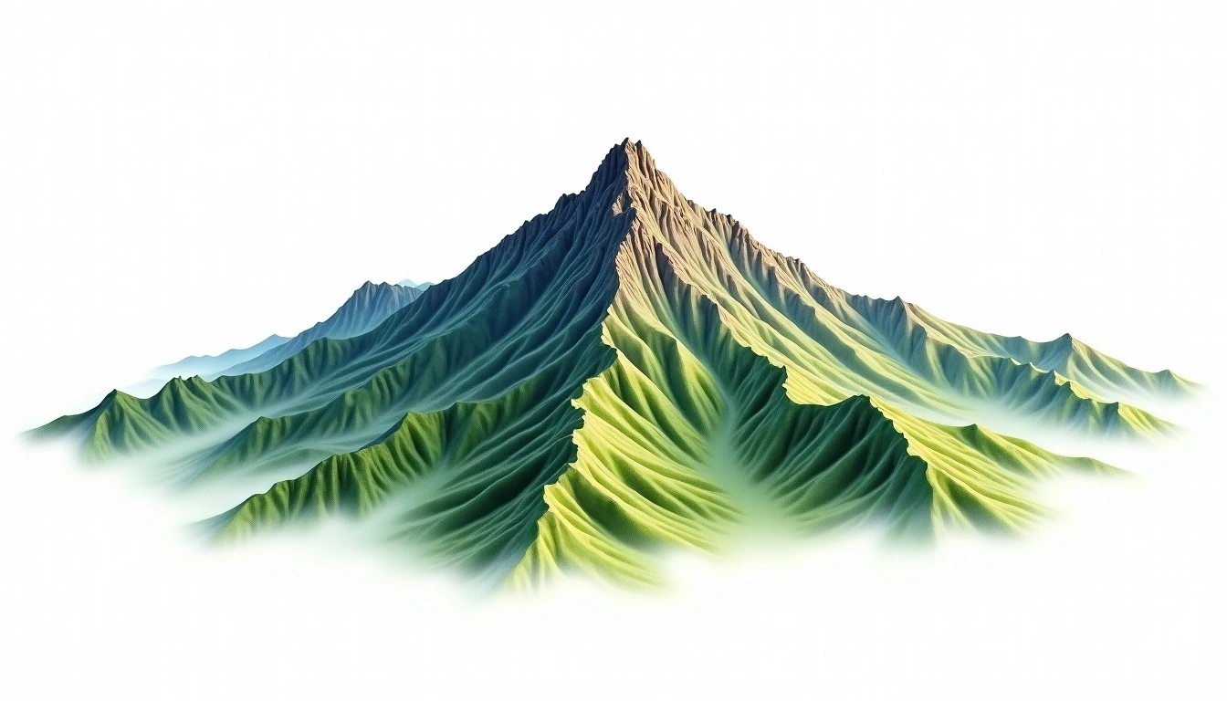 Mount Batu — 4,307m — Ethiopia — watercolor illustration