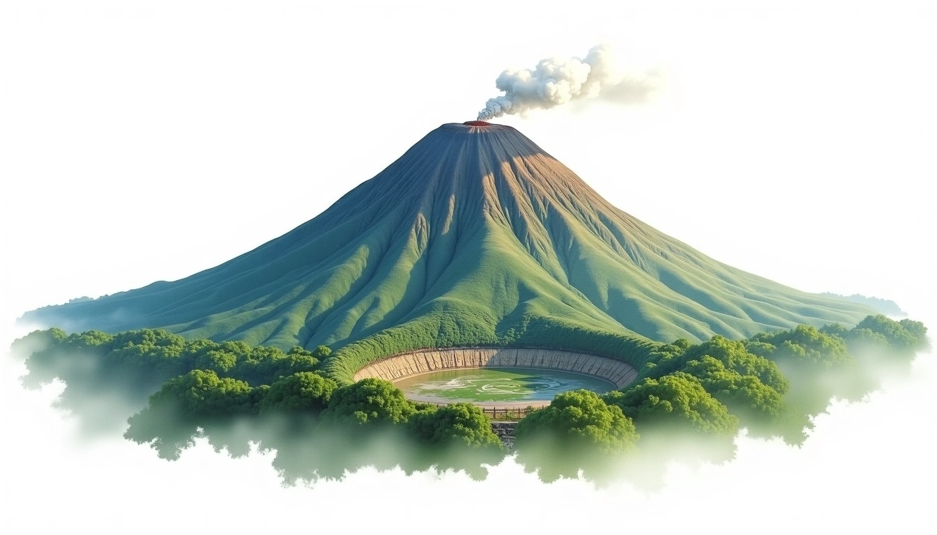 Mount Batur — 1,717m — Indonesia — watercolor illustration