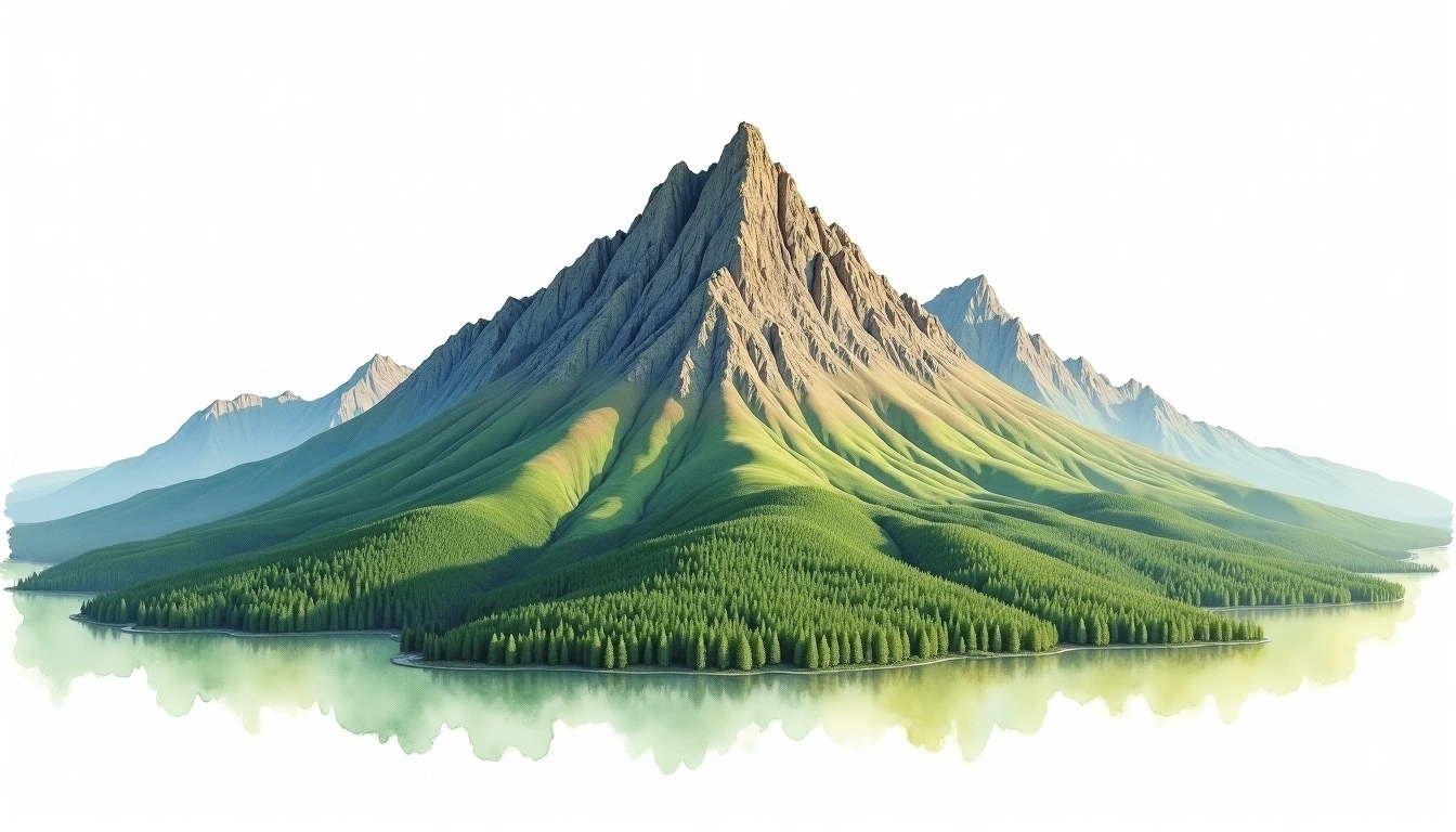 Mount Bellenden Ker — 1,593m — Australia — watercolor illustration