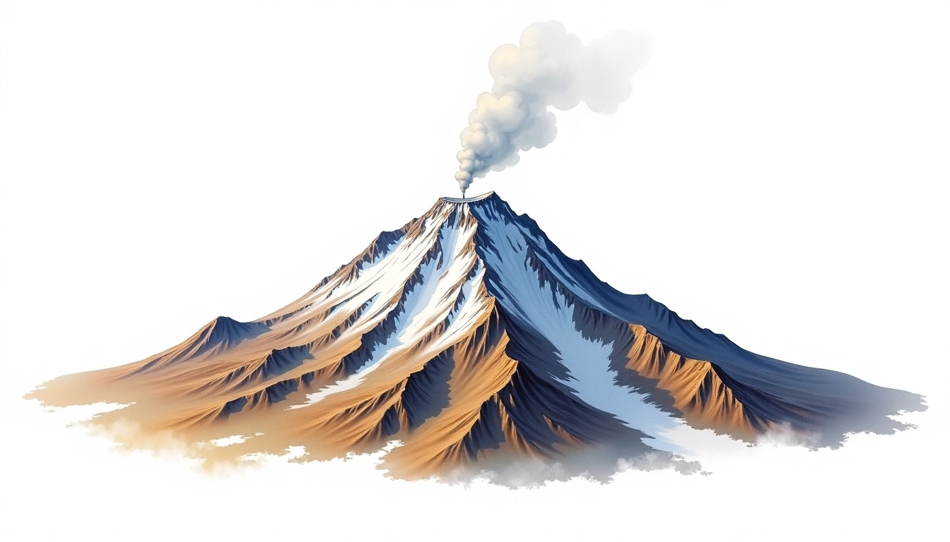 Mount Berlin — 3,478m — Antarctica — watercolor illustration