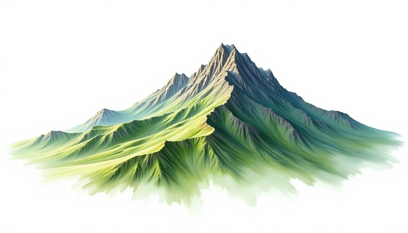 Mount Binaiya — 3,027m — Indonesia — watercolor illustration