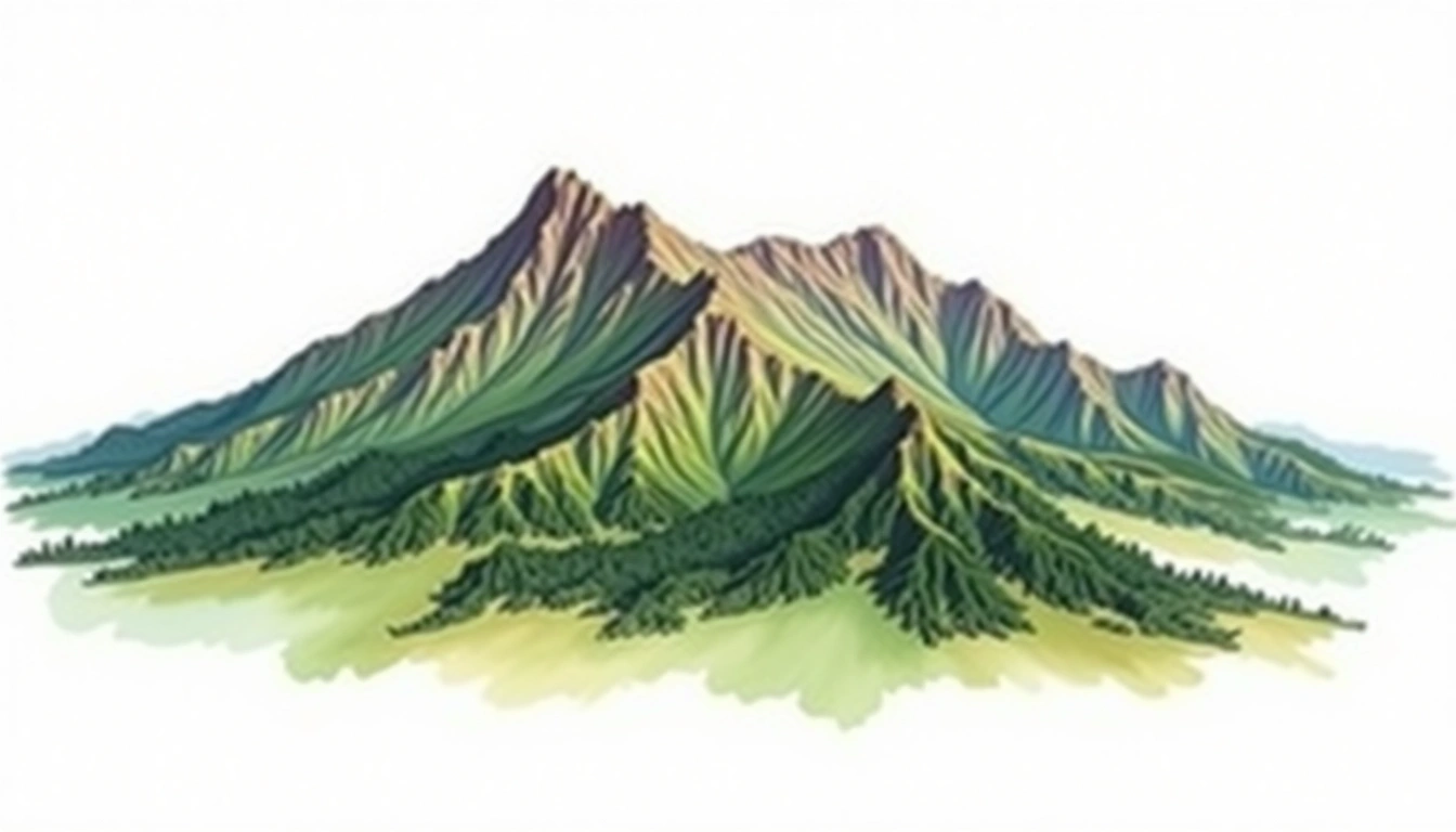 Mount Bogong — 1,986m — Australia — watercolor illustration