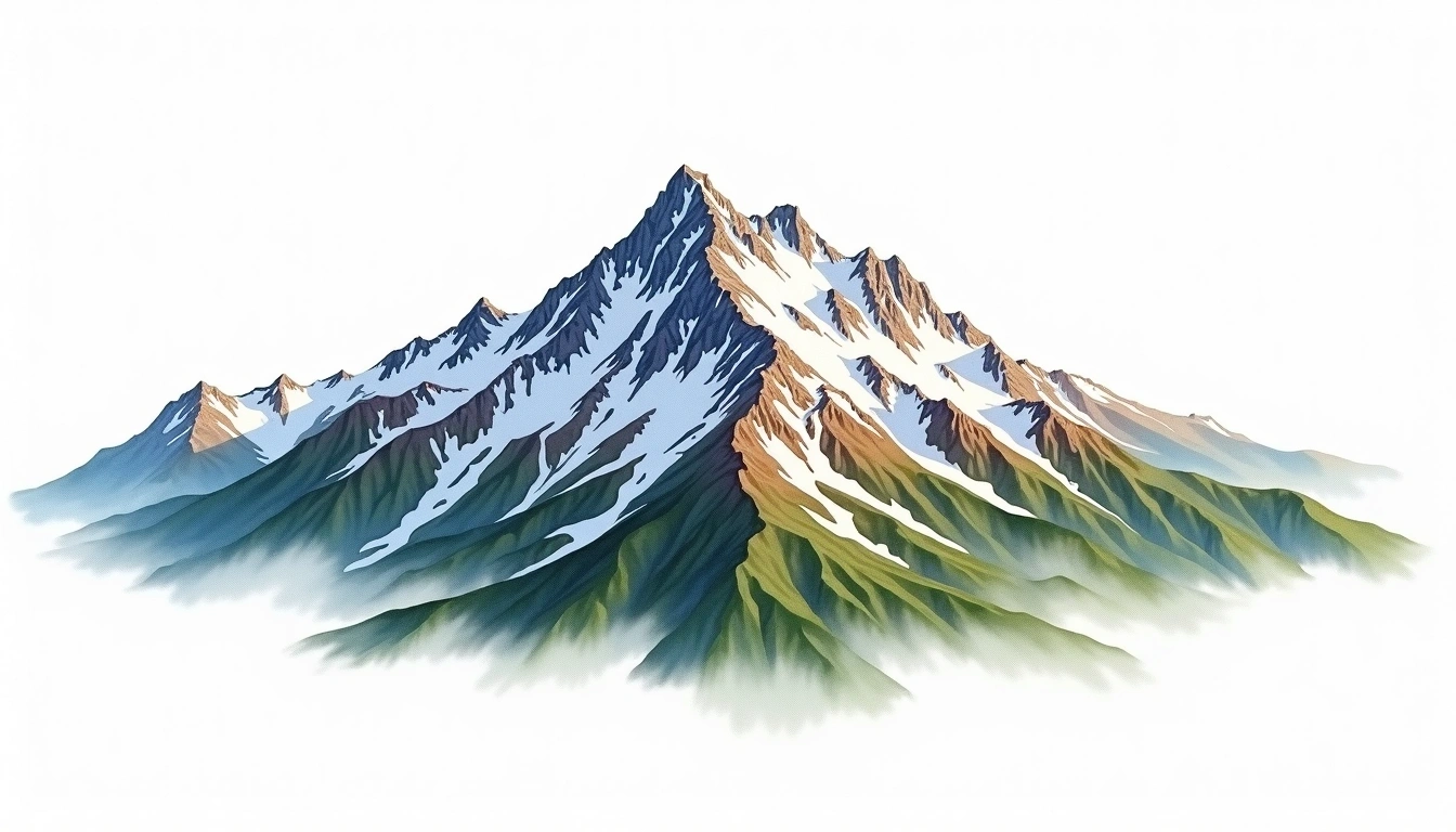Mount Bourgeau — 2,930m — Canada — watercolor illustration