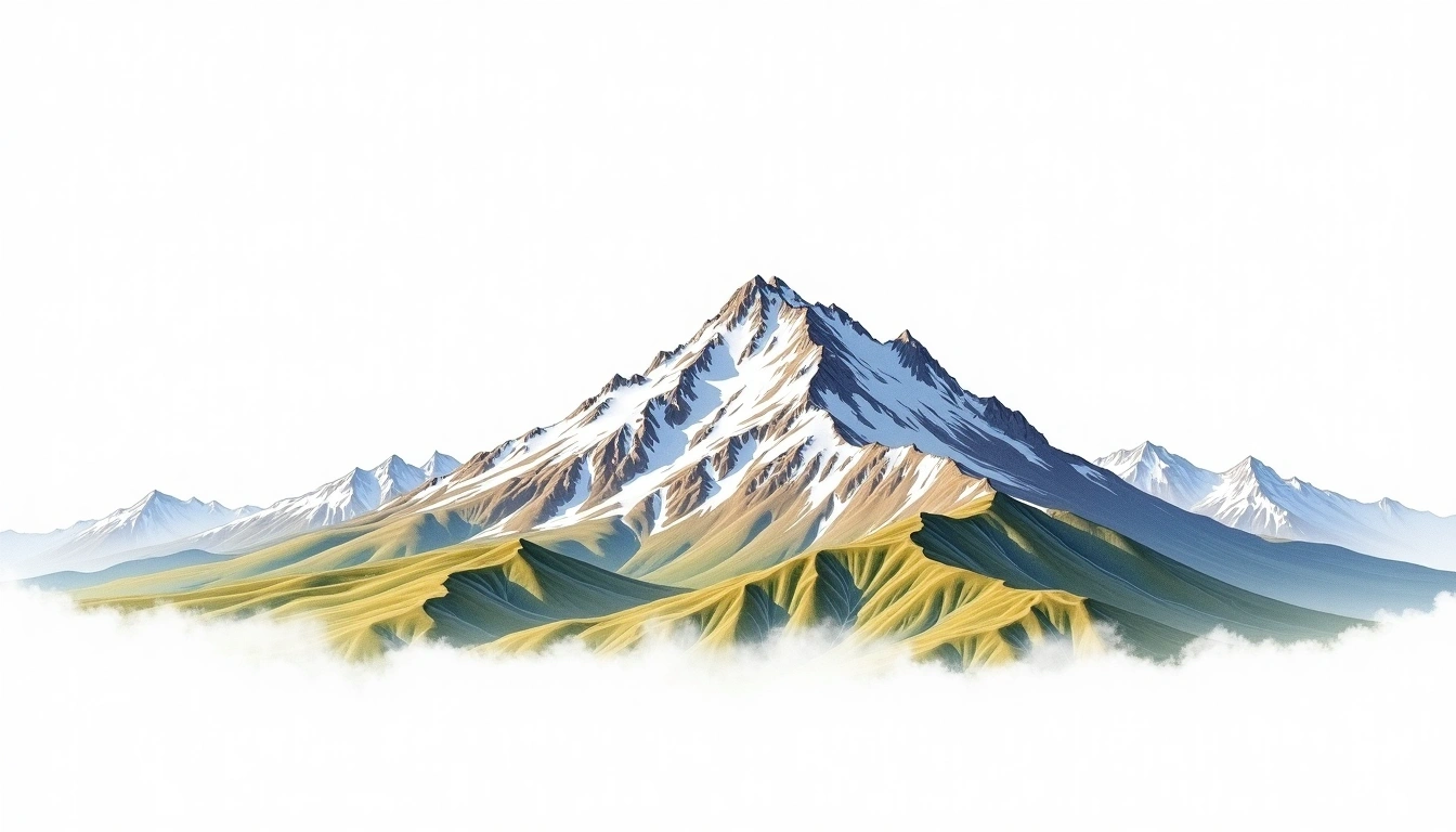 Mount Brazeau — 3,470m — Canada — watercolor illustration