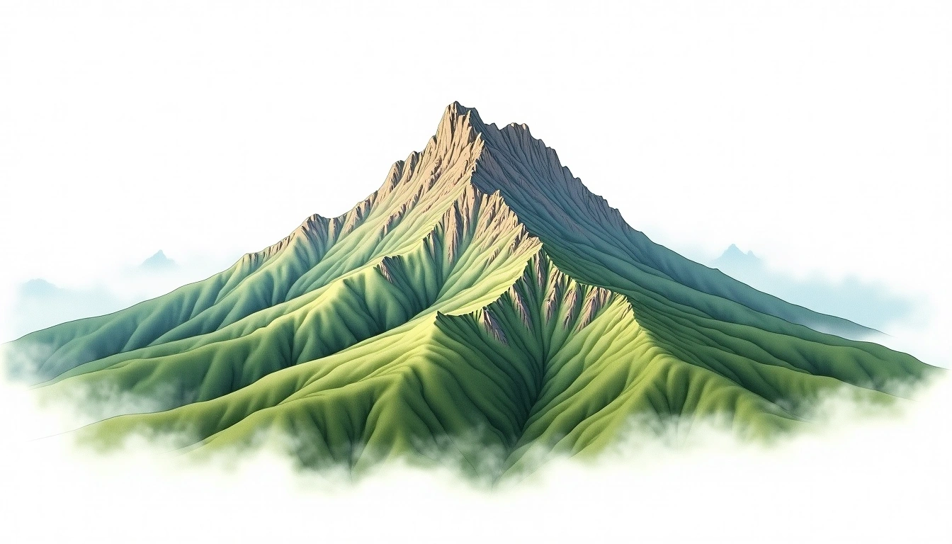 Mount Brewster — 2,423m — New Zealand — watercolor illustration