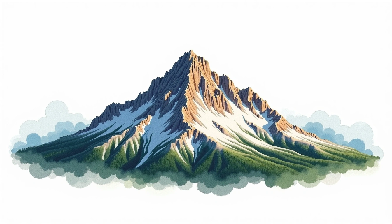 Mount Buckner — 2,773m — United States — watercolor illustration
