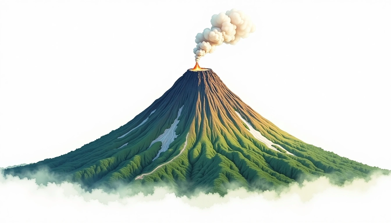 Mount Butak — 2,868m — Indonesia — watercolor illustration