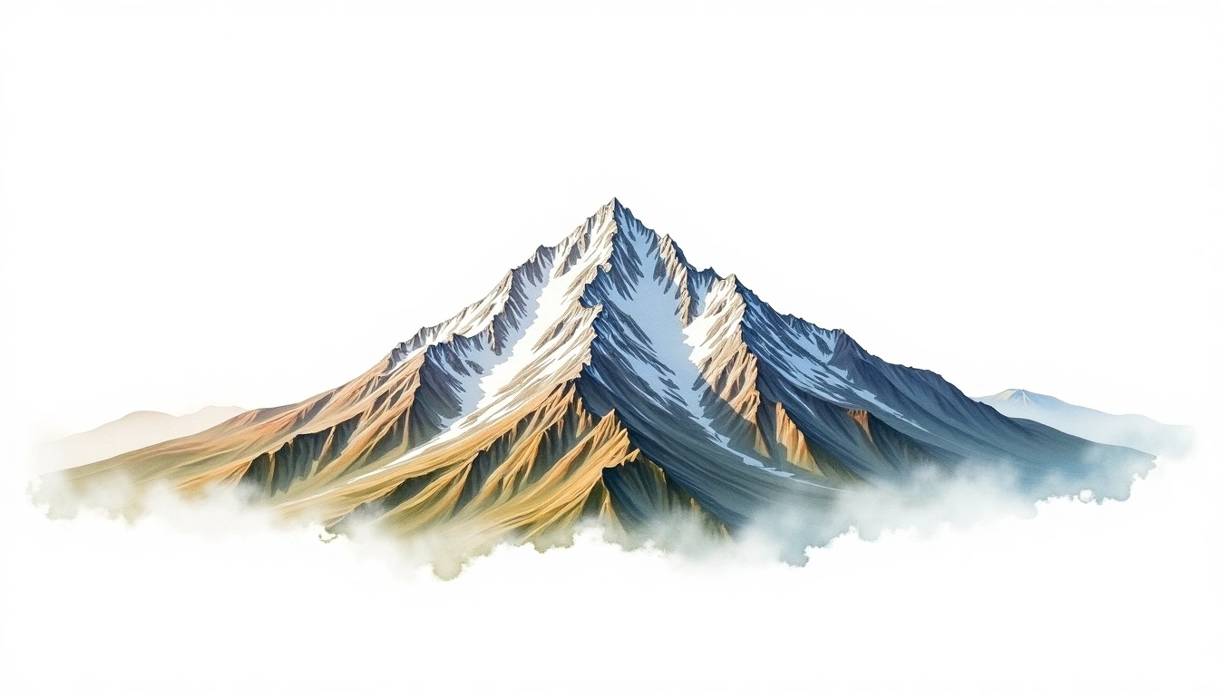 Mount Cameron — 4,284m — United States — watercolor illustration
