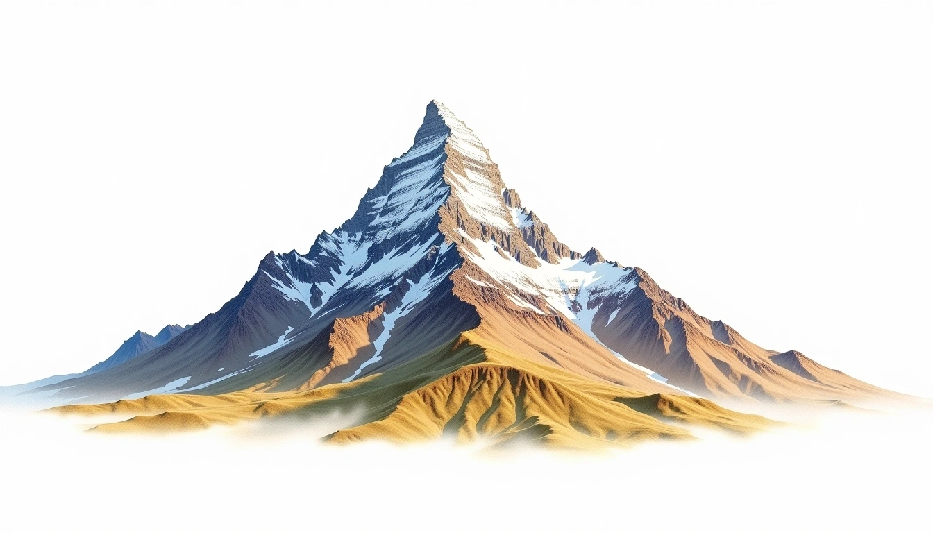 Mount Chephren — 3,266m — Canada — watercolor illustration