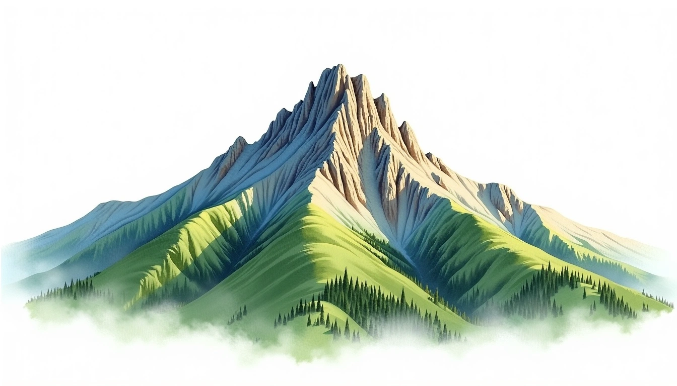 Mount Colonel Foster — 2,134m — Canada — watercolor illustration