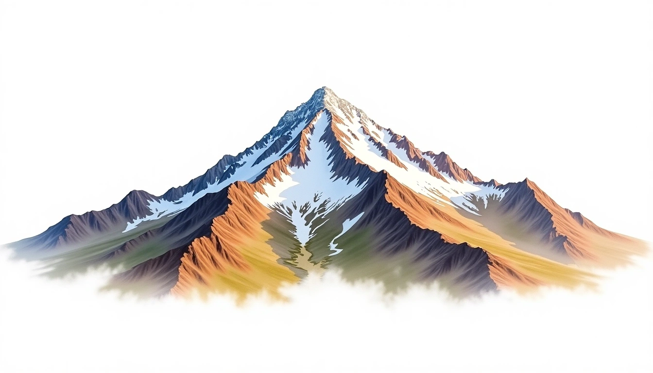Mount Columbia CO — 4,240m — United States — watercolor illustration