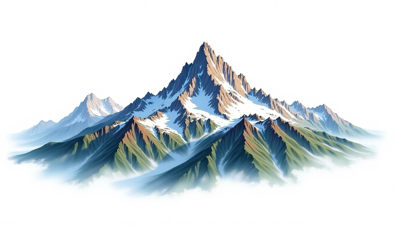 Mount Coman — 2,600m — Antarctica — watercolor illustration