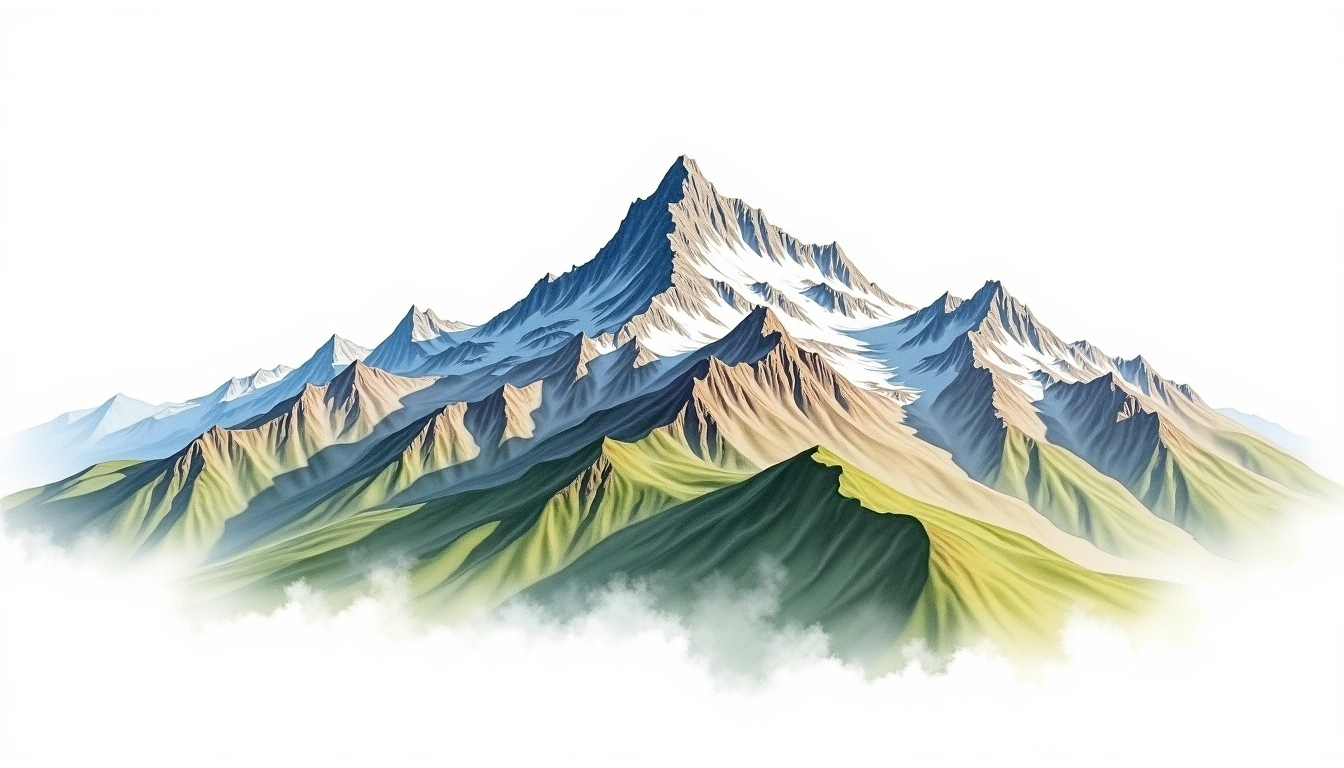 Mount Combatant — 3,756m — Canada — watercolor illustration