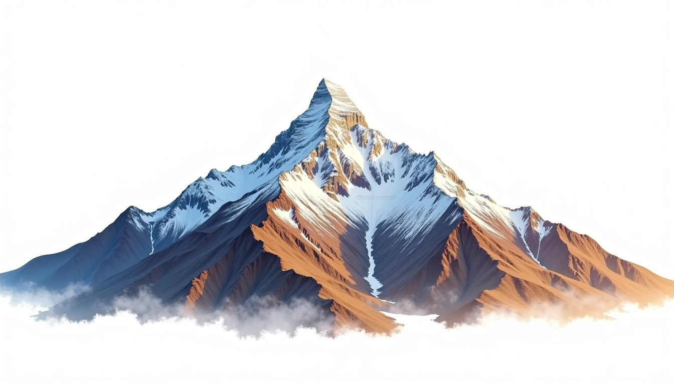 Mount Cook — 3,724m — New Zealand — watercolor illustration