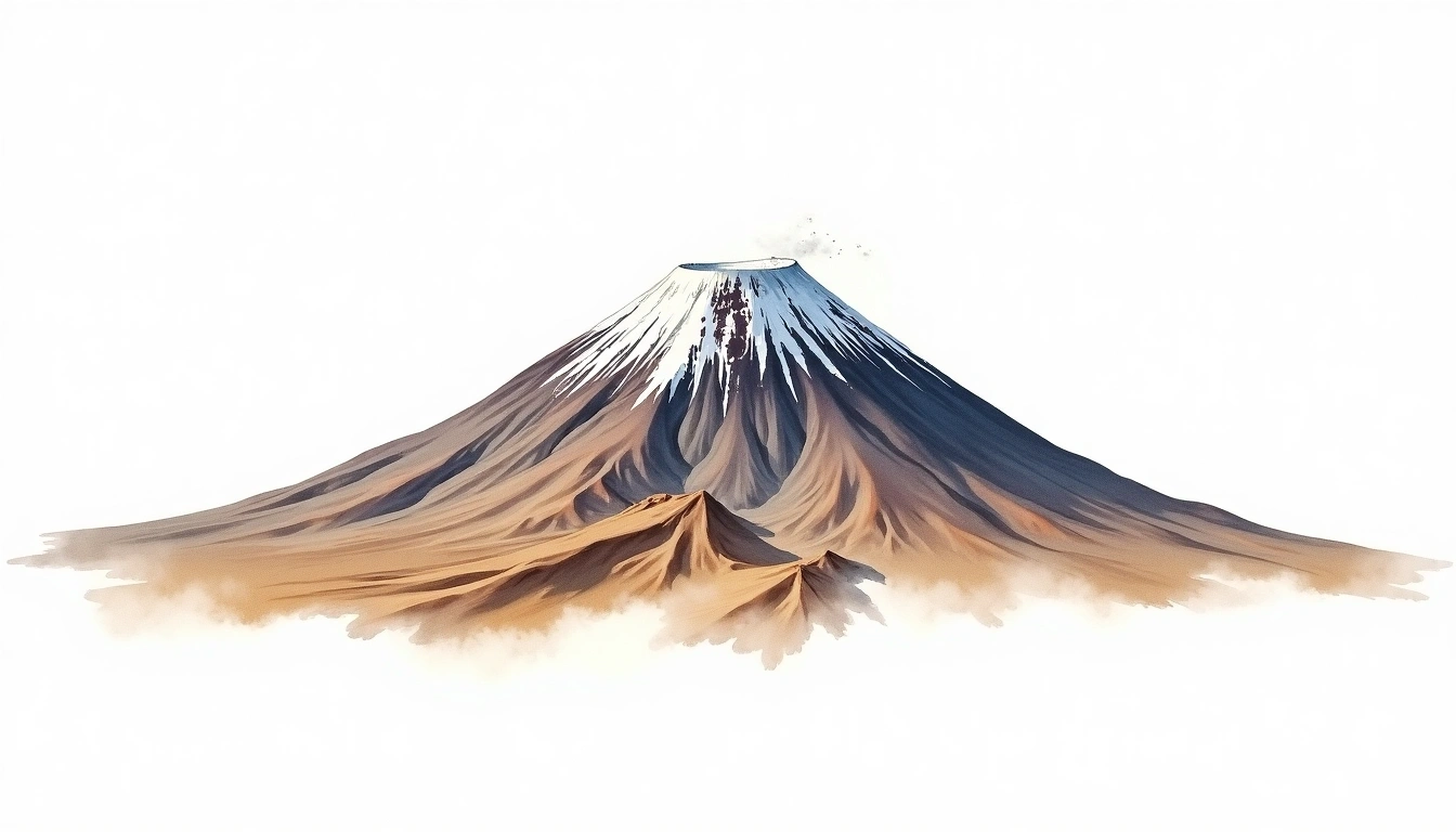 Mount Damavand — 5,610m — Iran — watercolor illustration
