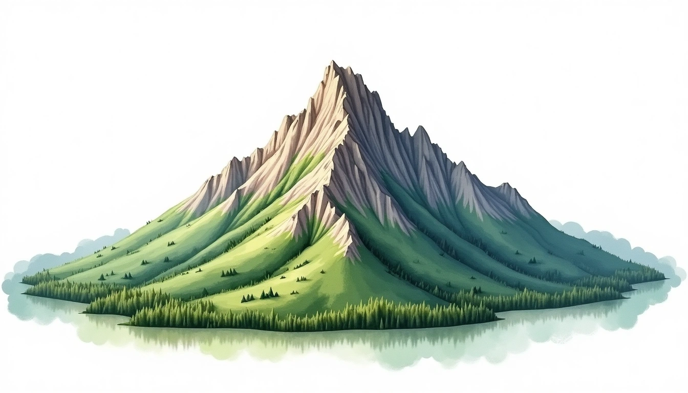 Mount Daniel — 2,593m — United States — watercolor illustration