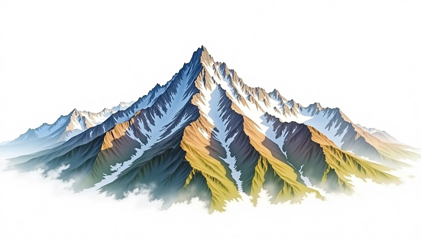 Mount Deltaform — 3,424m — Canada — watercolor illustration