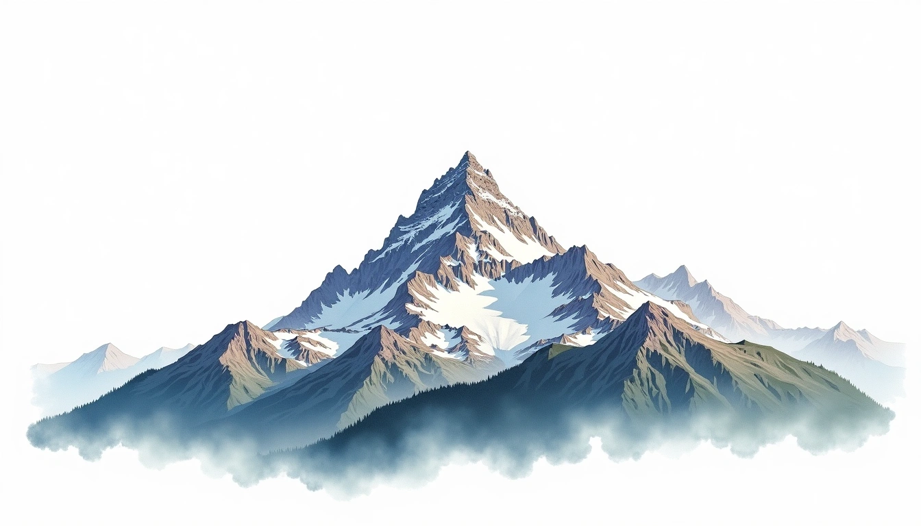Mount Dickey — 2,909m — United States — watercolor illustration