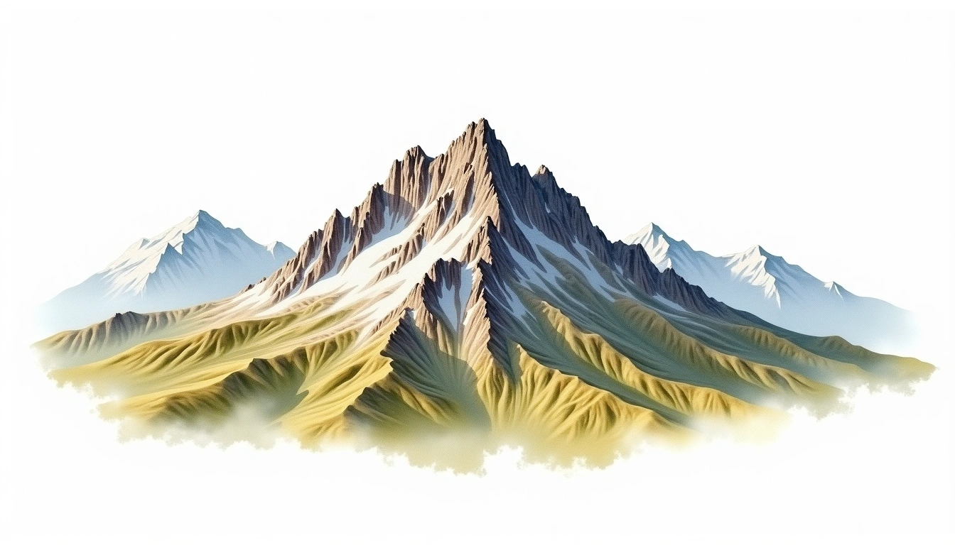 Mount Dixon — 3,003m — New Zealand — watercolor illustration