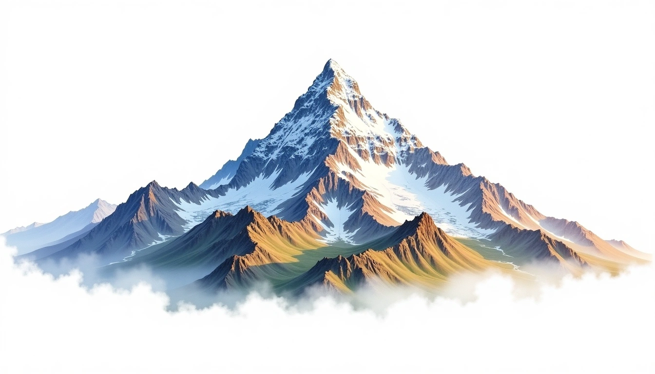 Mount Don Pedro Christophersen — 3,764m — Antarctica — watercolor illustration