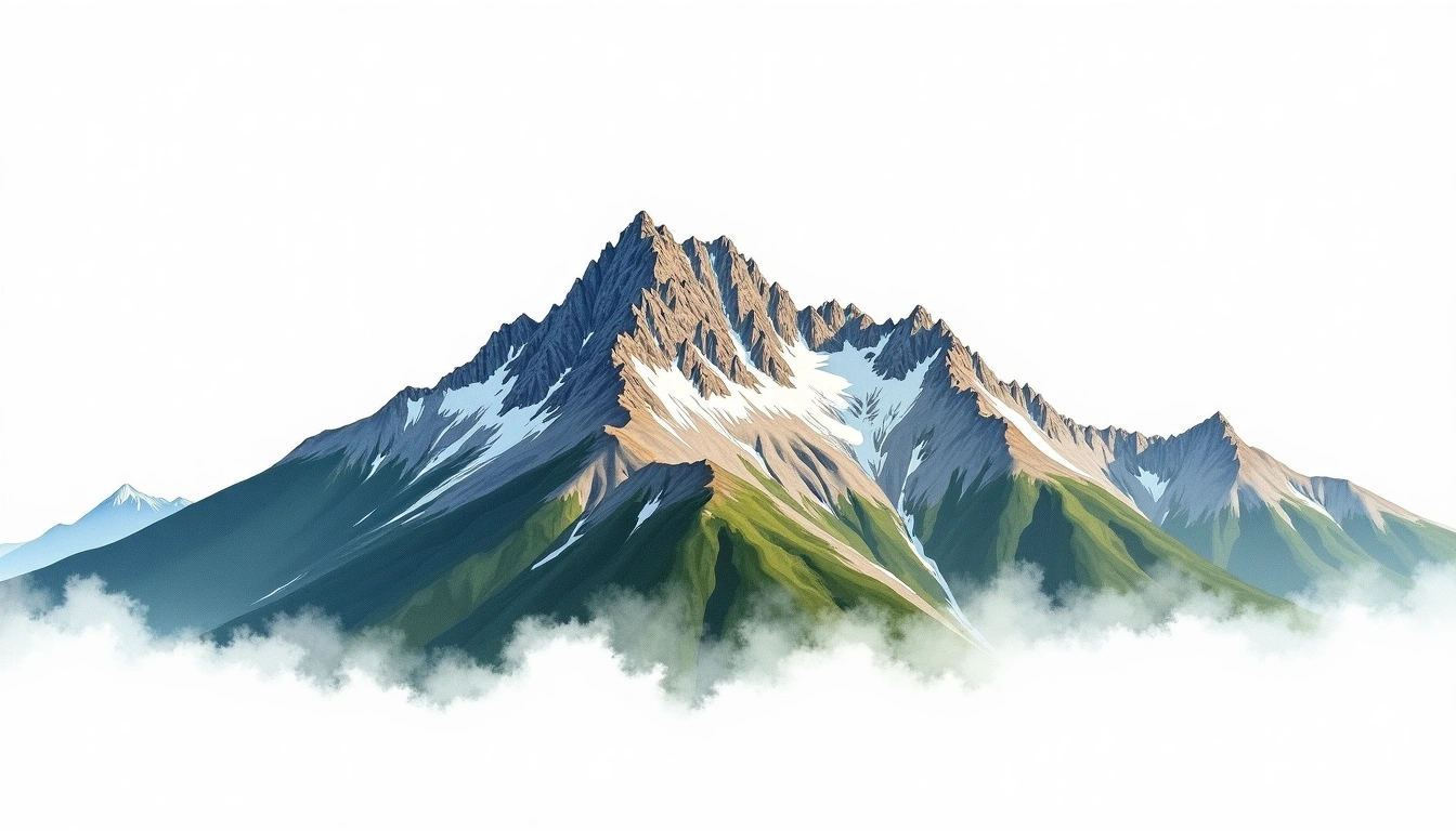 Mount Douglas — 2,962m — New Zealand — watercolor illustration