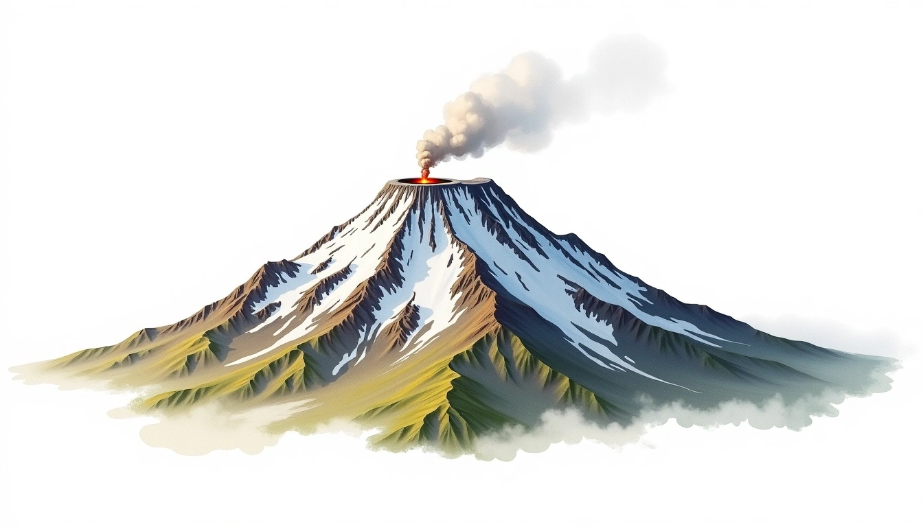 Mount Drum — 3,661m — United States — watercolor illustration