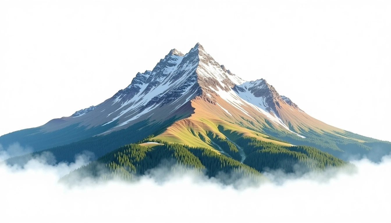 Mount Earnslaw — 2,830m — New Zealand — watercolor illustration