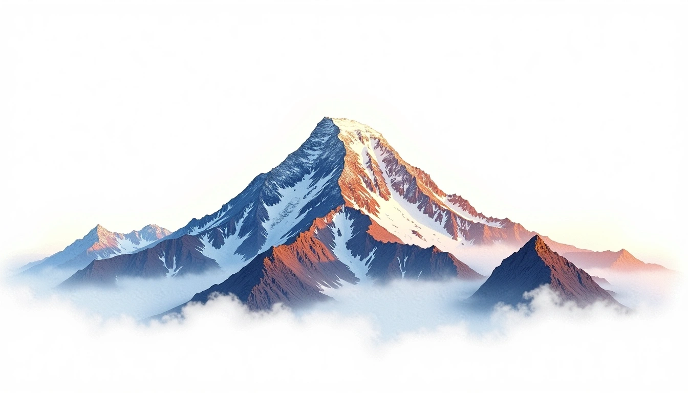 Mount Elbrus — 5,642m — Russia — watercolor illustration